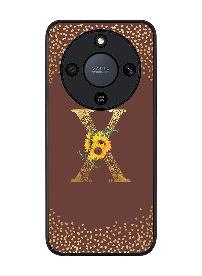 For Honor X9d / Magic8 Lite / X70 Case,Slim fit Camera Protection, Shockproof Thin Phone cover  - Custom Floral Monogram - X  (Brown )